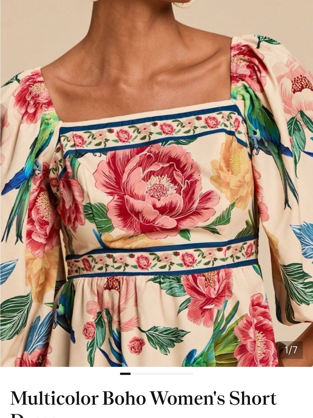 Multicolor Boho Women's Short Dress